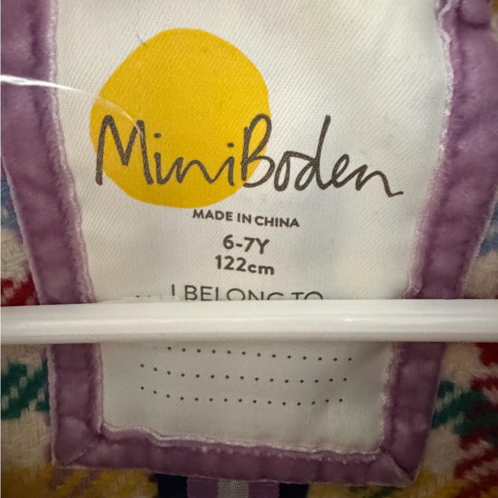 Mini Boden Multicolor Plaid Coat with Blue Collar - Picture 5 of 5